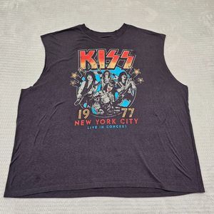 Men's Gray Sleeveless(cut)  KISS Band Shirt Size 3XL (possible spots‎ wear)